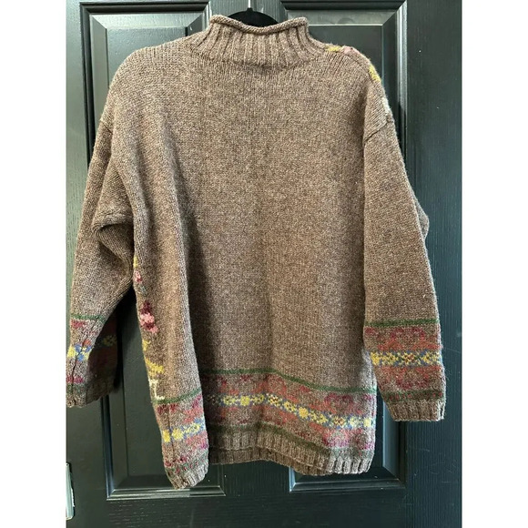 Vintage Express Tricot Wool Blend chunky knit floral brown Sweater Size XS - Picture 7 of 7